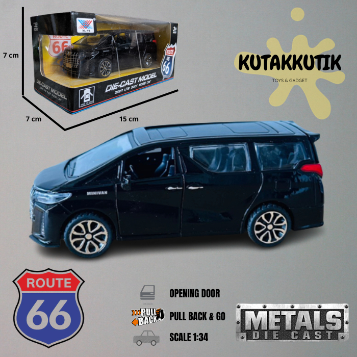 Toy Car Van Toyota Alphard Vellfire 132 Scale Pull Back Action Open Door Route US 66 Shopee