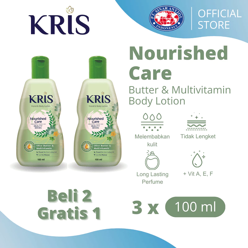 Beli 2 Gratis 1 Kris Handbody Lotion Multivitamin NOURISHED CARE Green 100ML