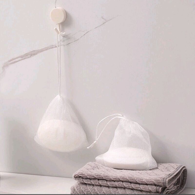 1PCS Kantong Jaring Busa Sabun Batang Halus Pouch Soap Spons Foaming Spon Mandi Cuci Muka Net A168 - Gambar 3