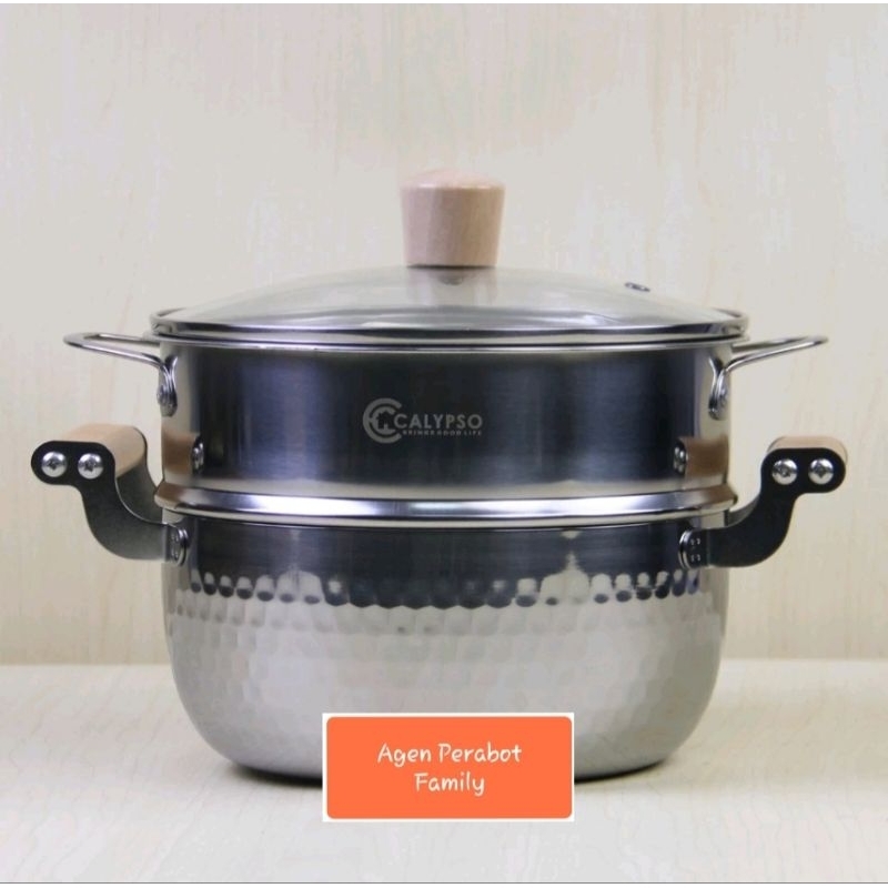 Calypso Korean Steamer Pot Korean Steamed Boiled Pot 2tier+glass Lid