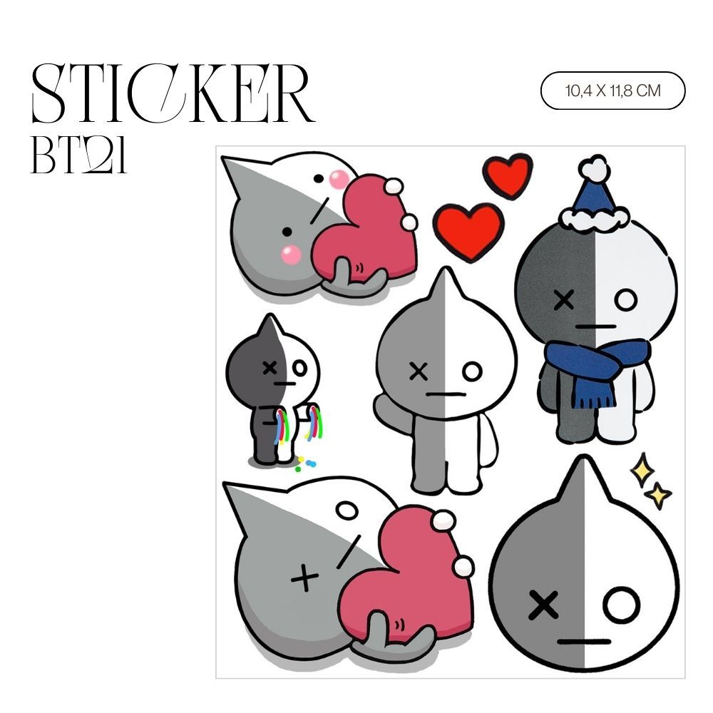 Transparent BT21 Sticker (1Set) Signature TTD KPOP IDOL KOREA PREMIUM ...