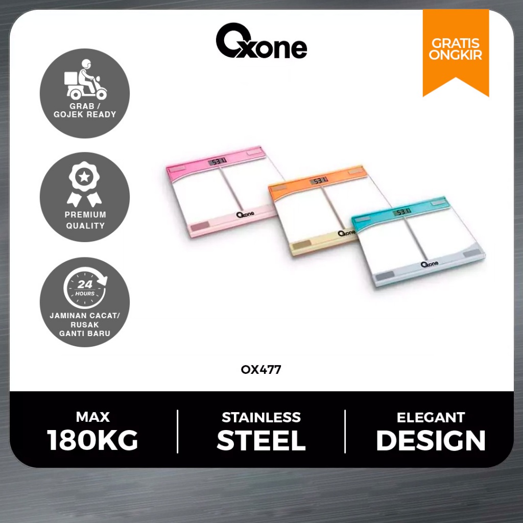 Oxone OX477 Timbangan Badan Digital Anti Pecah Max 180 Kg