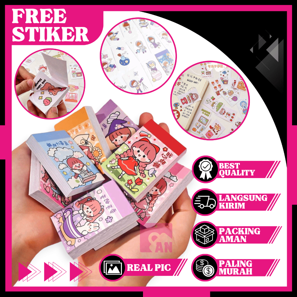 1SET Stiker Buku Kecil Mini Isi 24 Lembar Sticker Scrap Book Tempel Karakter Lucu Peralatan Sekolah Anak Tempelan Hiasan A183