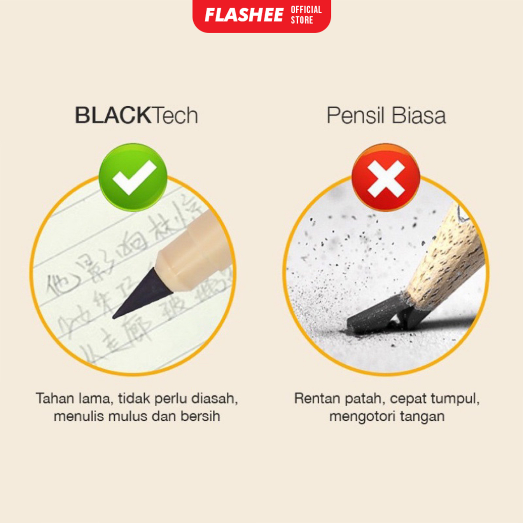 Flashee Pensil Abadi Eternal Tanpa Raut Kuat - Gambar 3