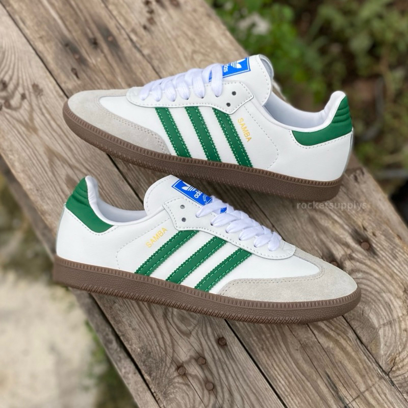 Adidas Samba White Green | Shopee Singapore