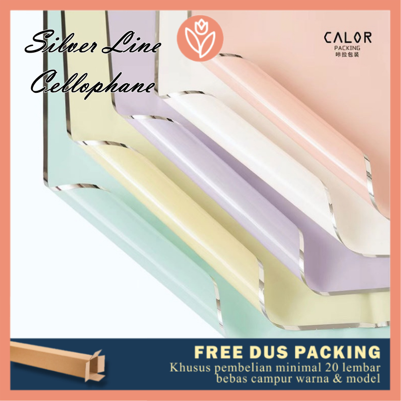 Tulip PAPERIE SILVER LINE FLOWER WRAPPING PAPER CELLOPHANE TRANSPARENT ...
