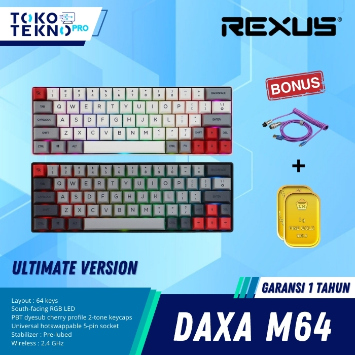 Rexus Daxa M64 Ultimate Keyboard Bluetooth Gaming Mechanical