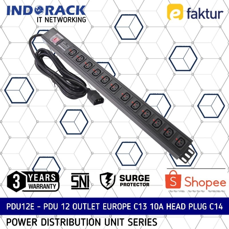 Pdu12e PDU INDORACK 12 Outlet 10A Europe C13 Head Plug C14 Power ...
