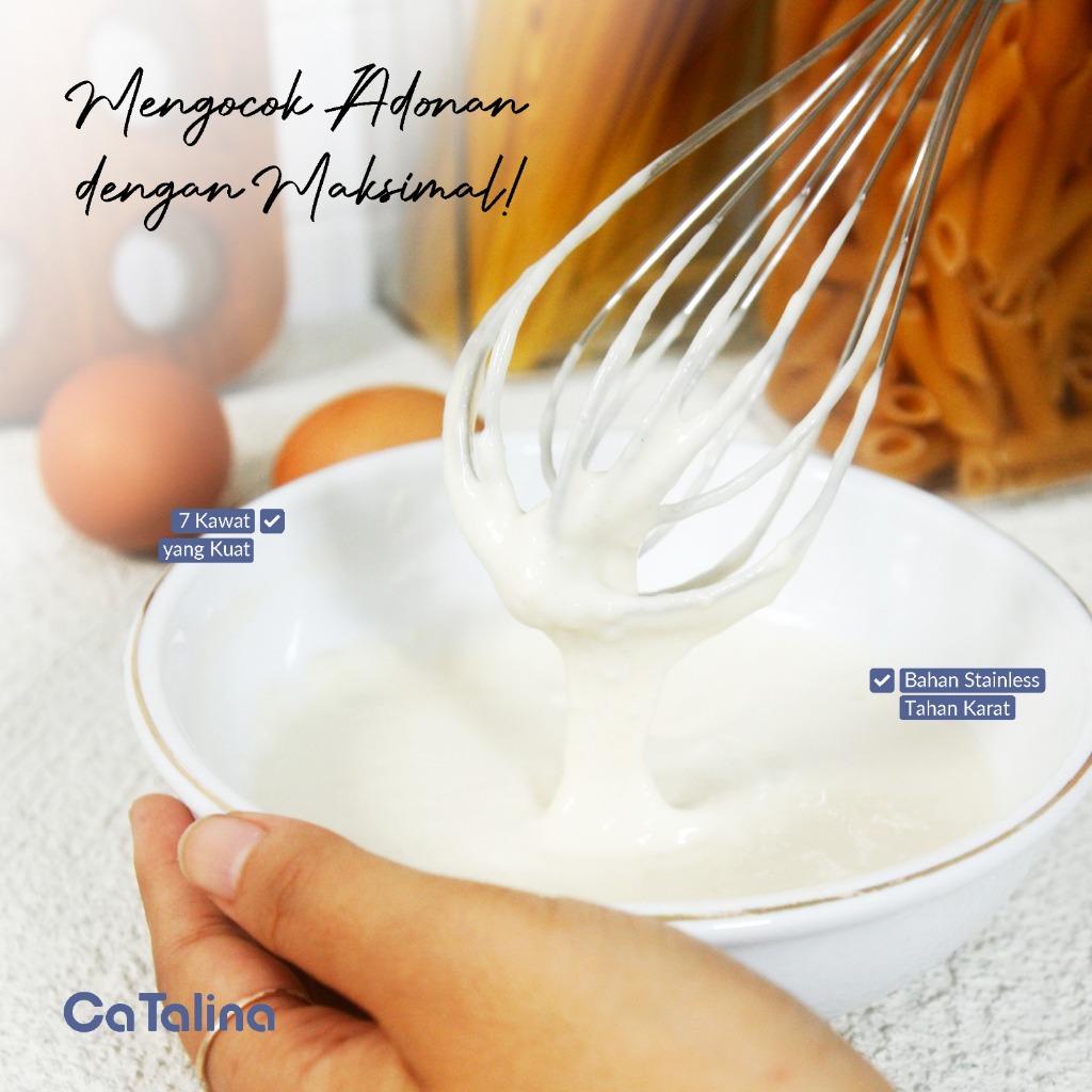 CaTalina Kocokan Telur Adonan Whisk 7 Line 8 10 12 Inch - Gambar 2