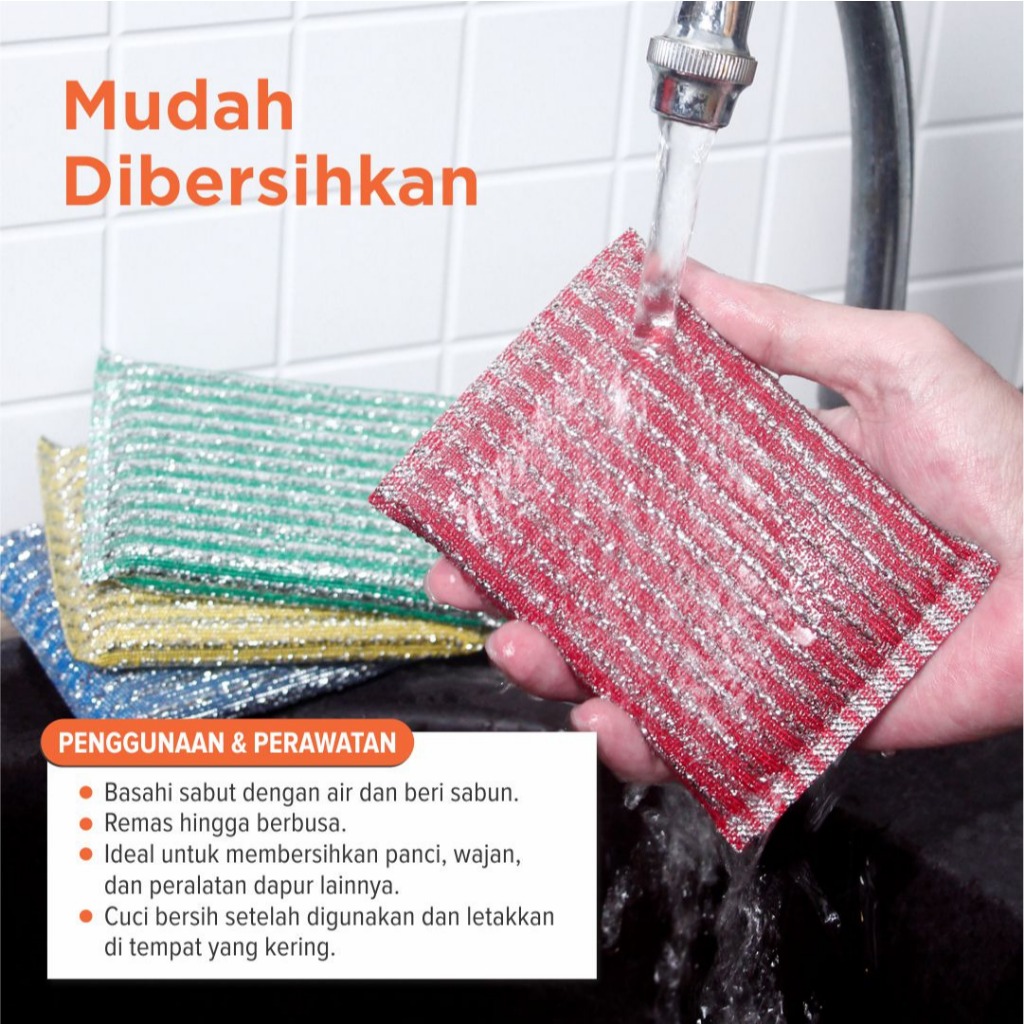 4 Pcs Spons Sabut Jaring Cuci Piring - Gambar 3