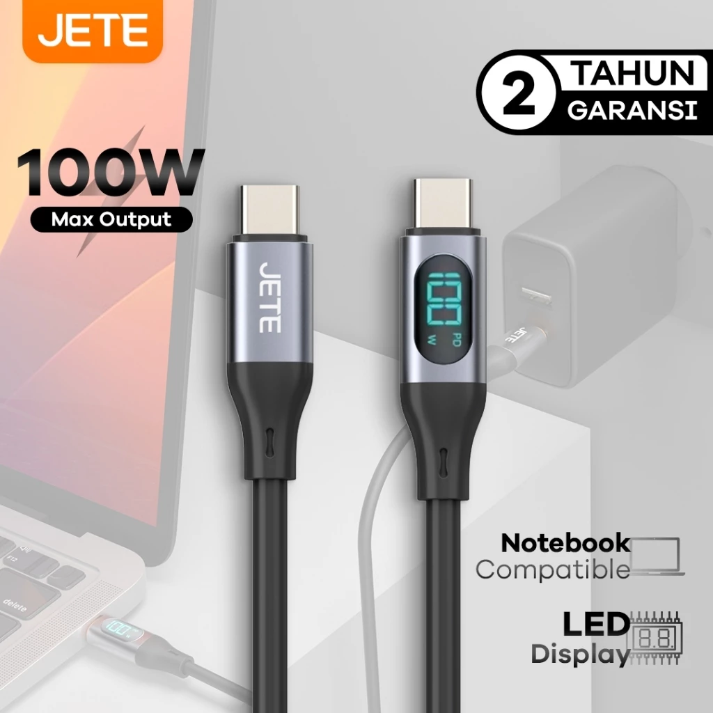Kabel Data Kabel USB Type C to Type C Fast Charging with LED JETE CX13 - Garansi 2 Tahun - Gambar 2