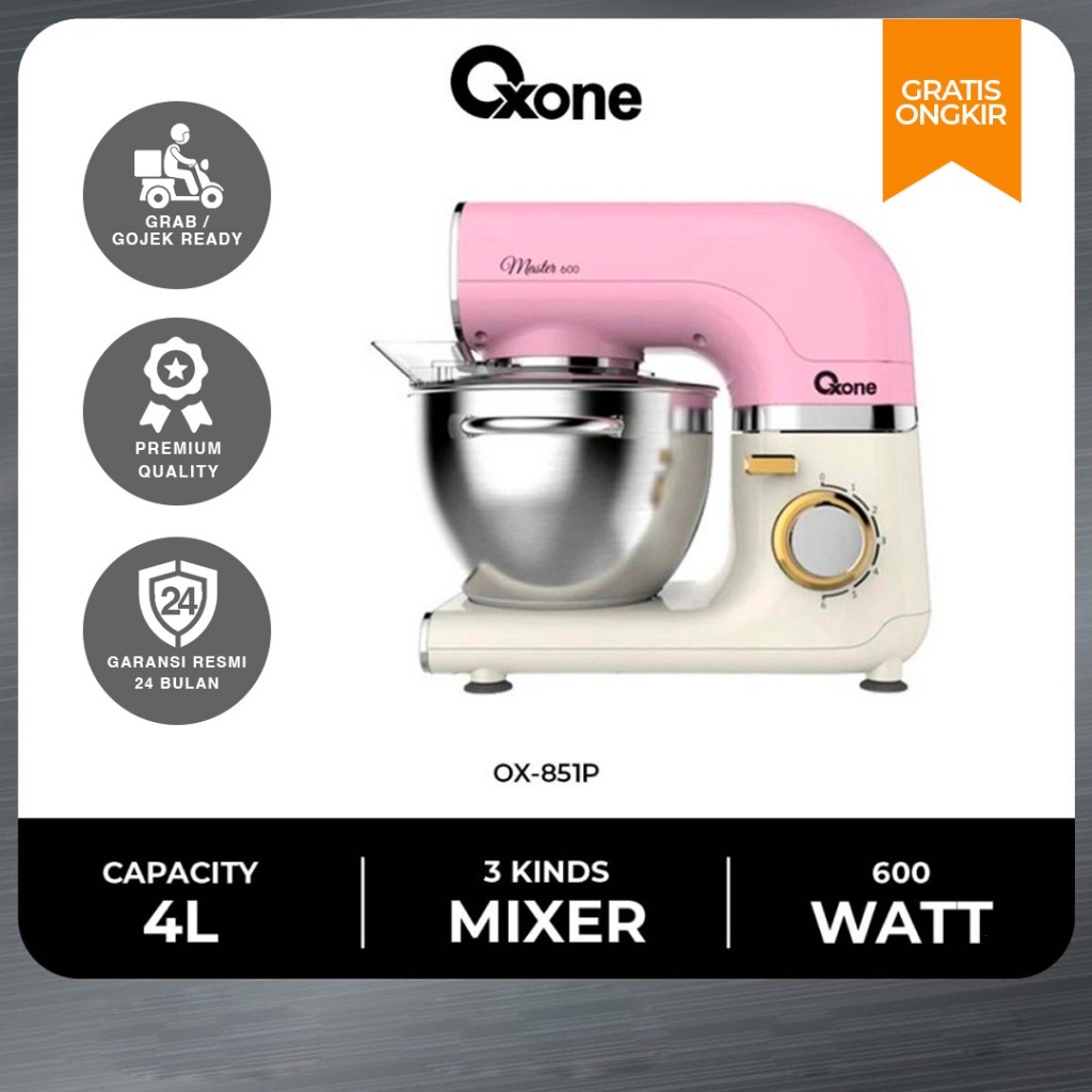 Oxone OX851 Stand Mixer 4 L Pengaduk Pengocok Telur Adonan Kue / OX851G OX851P