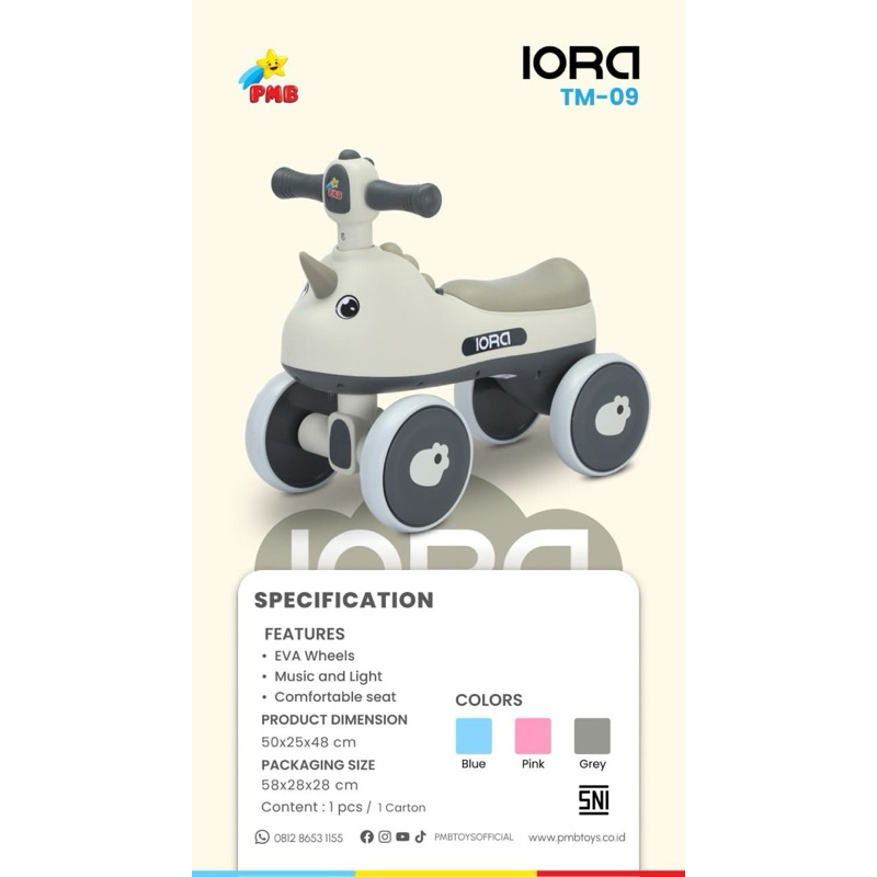 Sepeda Balance Bike Anak Musik Led Usia 1-3 Tahun - Gambar 2