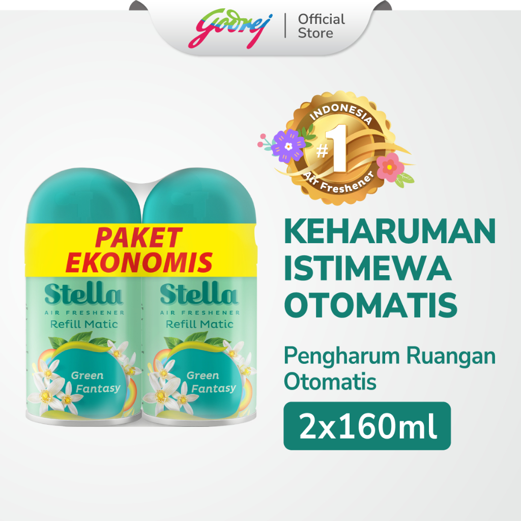 Stella Refill Matic Green Fantasy 2x 160ml Paket Ekonomis - Pengharum Ruangan Otomatis