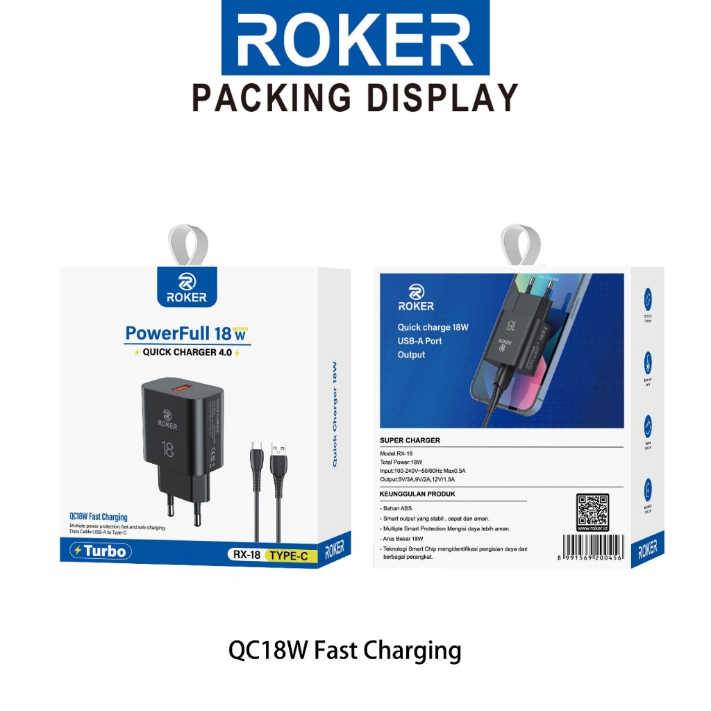 CHARGER ROKER RX18 FAST CARGING QC 4.0 POWERFULL 18W pengecasan cepat iphone 15 iphone 16 - Gambar 3