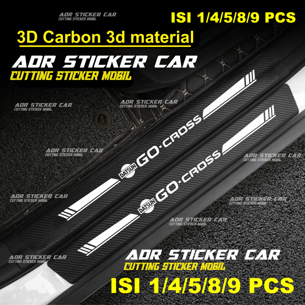 9pcs 3D carbon Sill Plate sticker for datsun go cross car 3D carbon ...