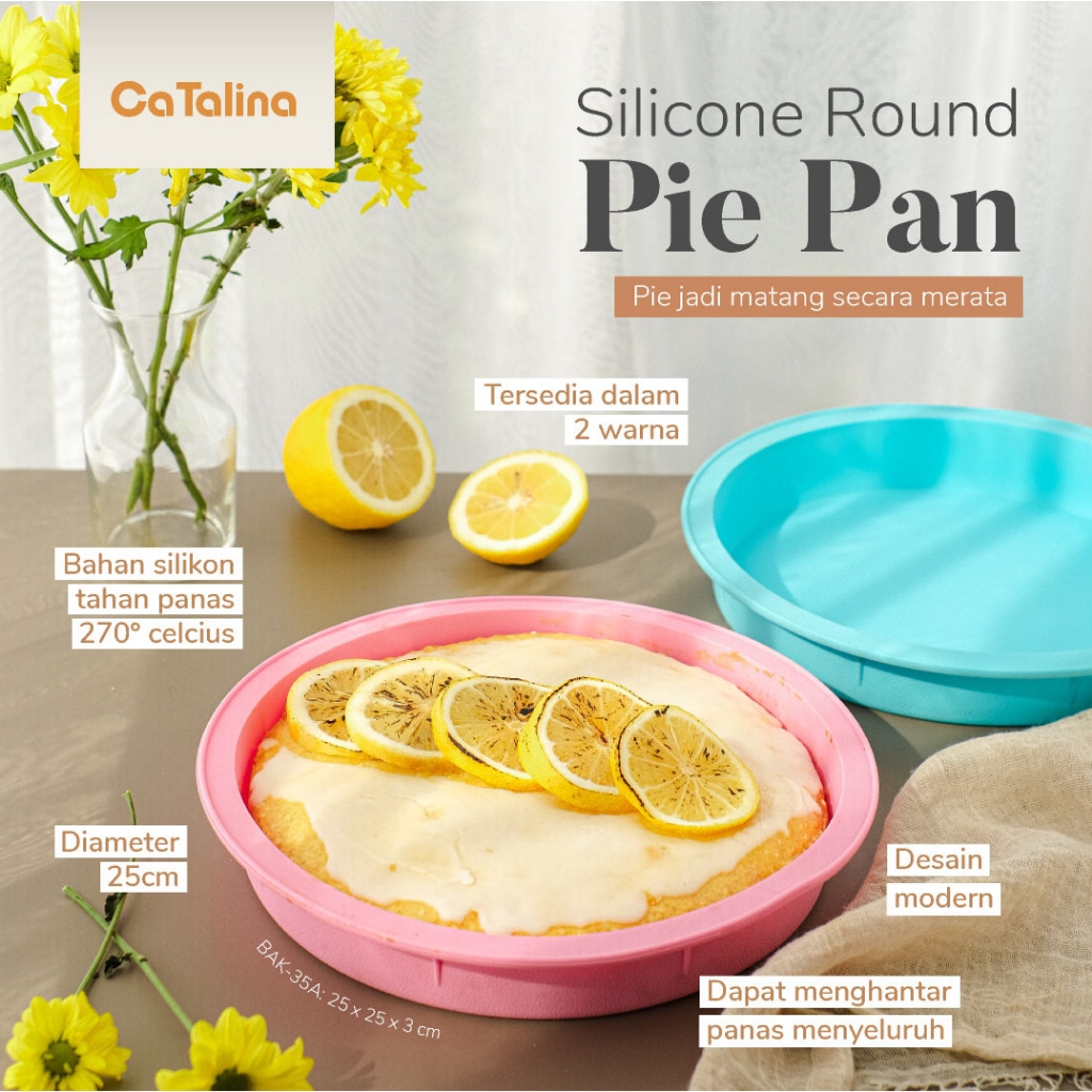 Loyang Kue Silikon Bulat Roti Pizza Pie Silikon Tahan Panas Anti Lengket