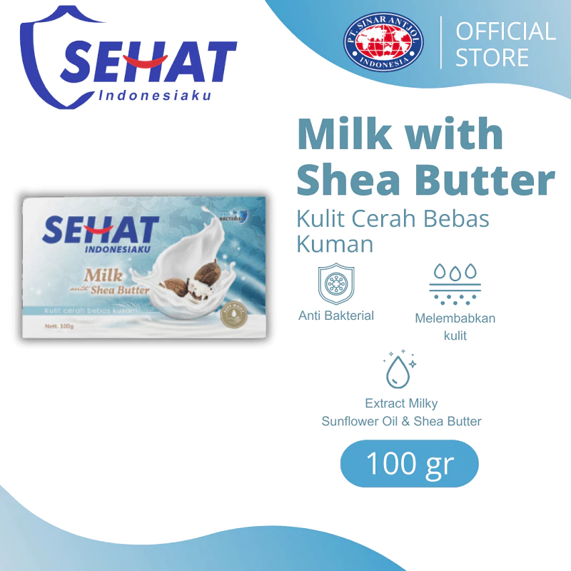 4 Pcs - SEHAT MILKY FRESH MILK BLACK 100GR SHEA BUTTER - Sabun Mandi Batang Susu GRATIS LUNCH BOX MERAH - Gambar 2