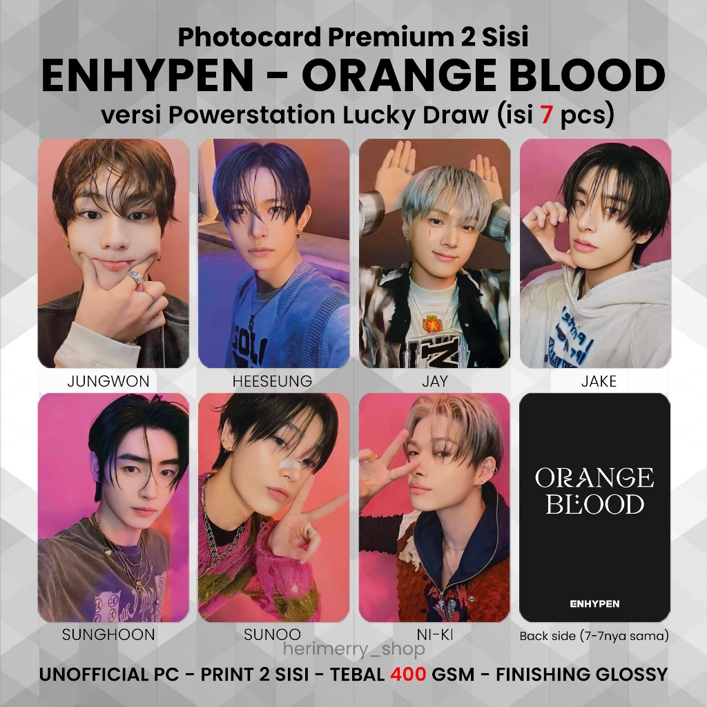 CONTENTS 7 PCS) ENH*A ORANGE BLOOD Photocard - PC 2 SIDES KPOP