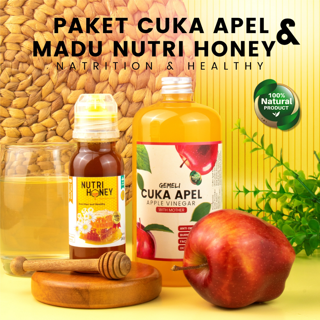 Paket Cuka Apel Premium 500ml dan Madu Murni Raw Honey 140gr - Gambar 2