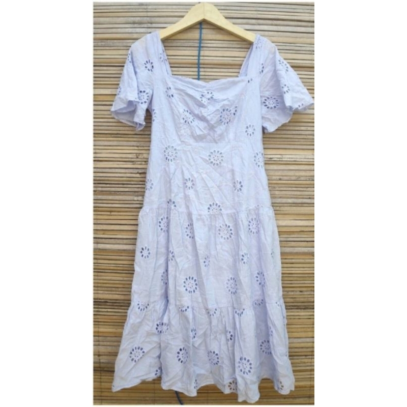 Zara eyelet/katbol/embroidery midi dress | Shopee Singapore