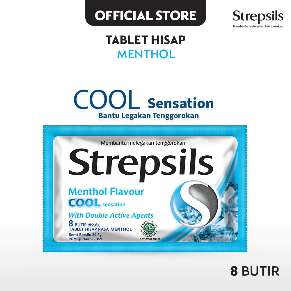 Strepsils Cool 8s - Permen (Tablet Hisap) Pelega Tenggorokan
