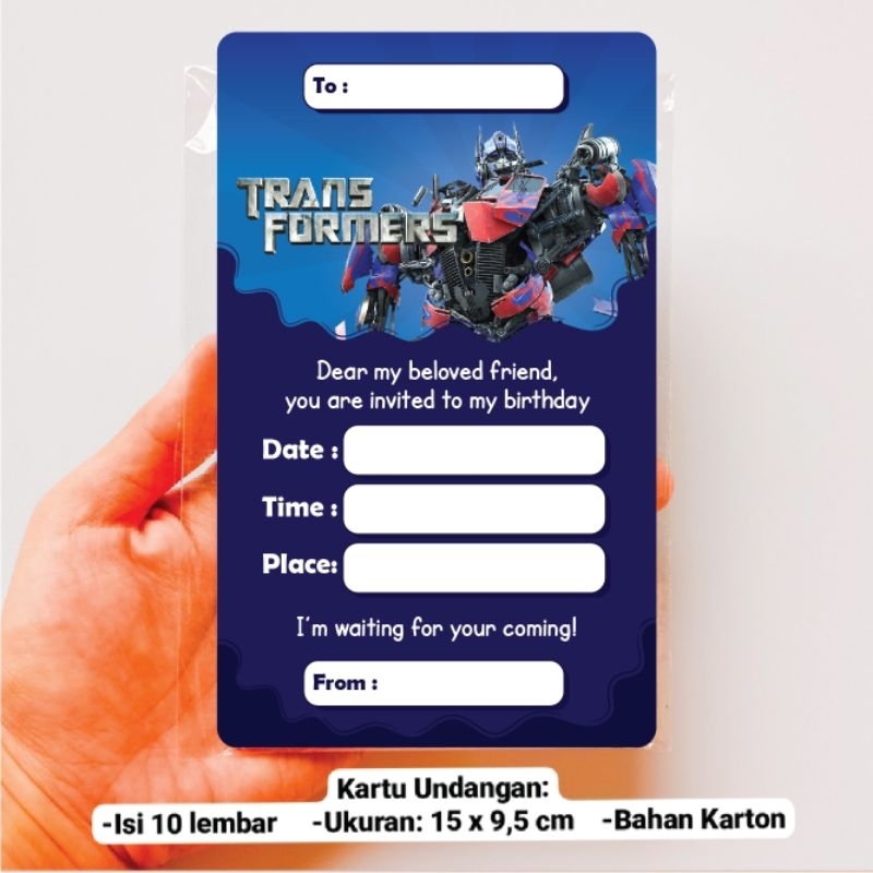 Transformers OPTIMUS PRIME INVITATION Card BIRTHDAY Greeting INVITATION ...