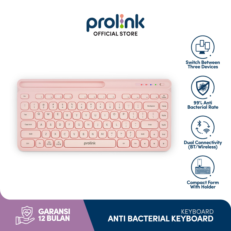 Prolink Keyboard Wireless Bluetooth Multi-device Slim / Anti-Bacterial - Gambar 2