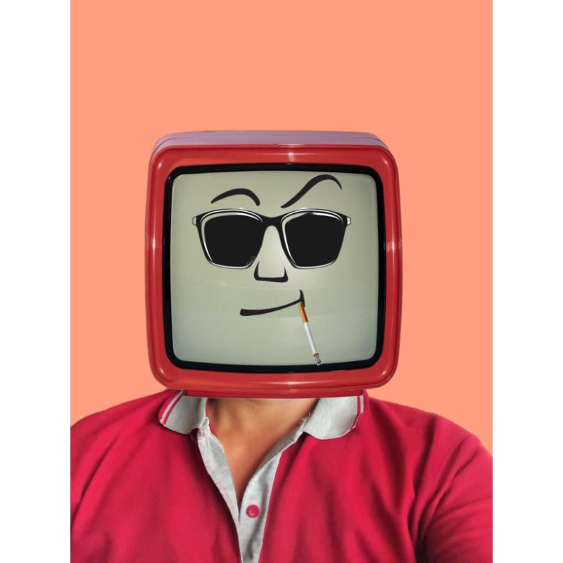 Tv man cardboard head sticker | Shopee Singapore