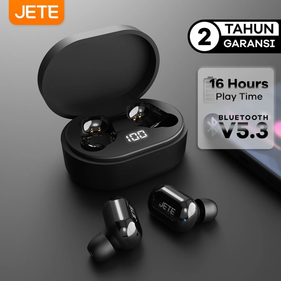 JETE CS2 TWS Earbuds Headset Bluetooth V5.3 - Garansi 2 Tahun - Gambar 2