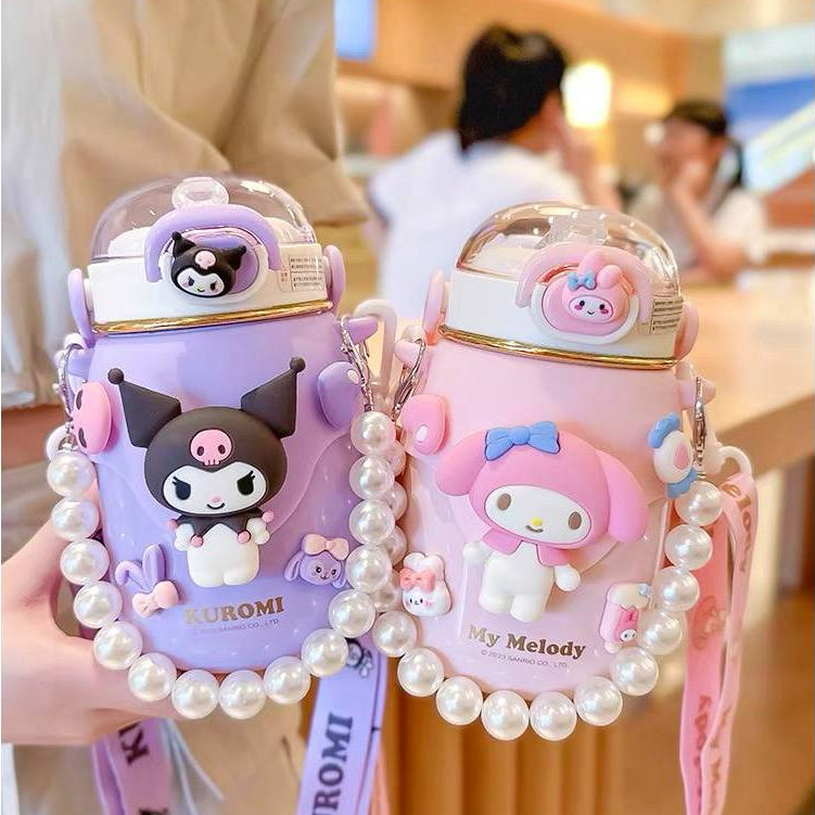 TERMOS Sanrio Kuromi cinamoroll melody Stainless Straw Drinking Bottle ...