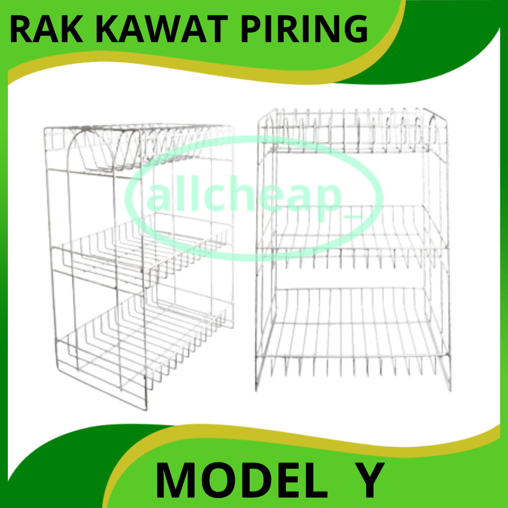 Ik - 3 TIER STACKING Wire Dish Rack, Y Model GLASS PLATE RACK | Shopee ...
