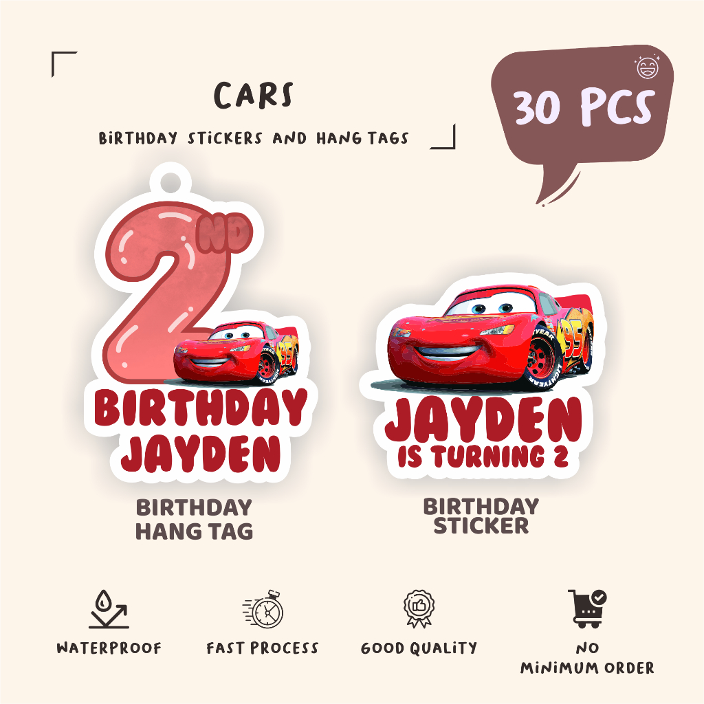 (30pcs)Car Hang tag Labels/Funny Print Birthday hang Tags/diecut ...