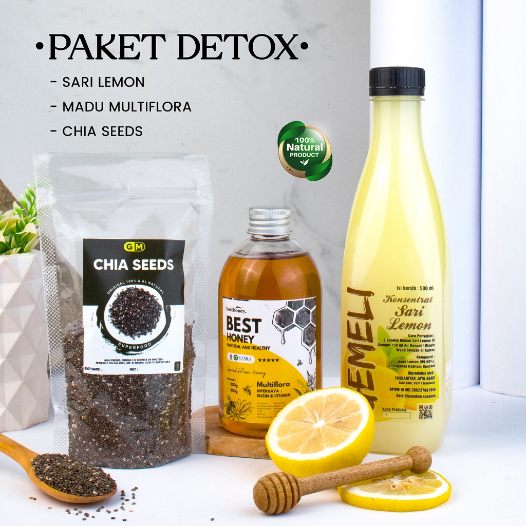 Paket Sari Lemon Original 500ml Madu Multiflora 350gr Chia Seed 100gr - Gambar 2