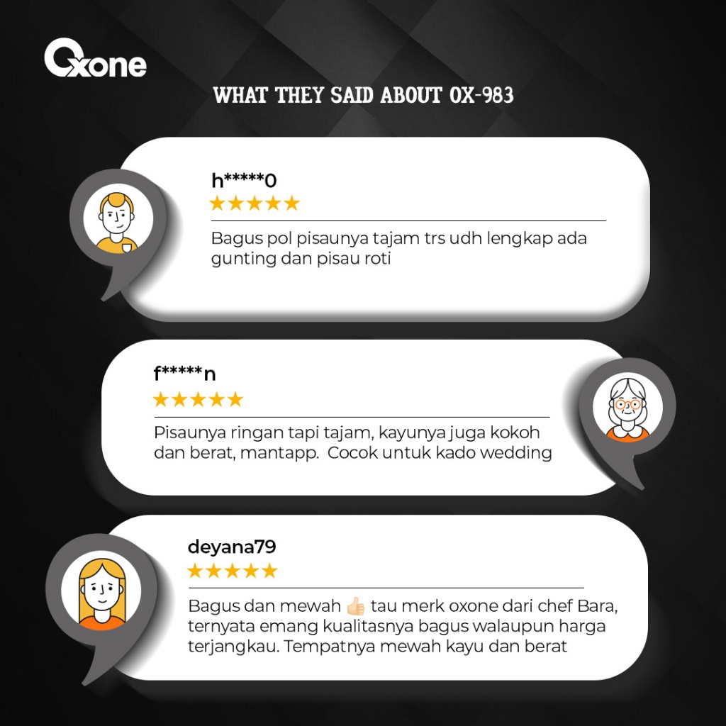 Oxone OX983 Pisau Set Tajam Wooden Block 5 Pisau 1 Gunting - Gambar 3