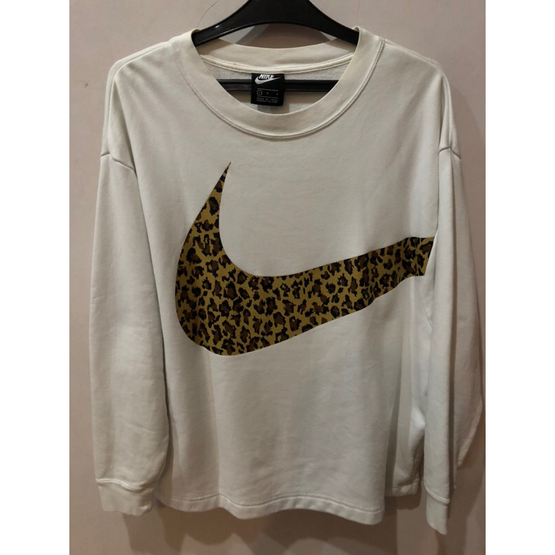 Nike Big Swoosh Leopard Print Crewneck Sweater