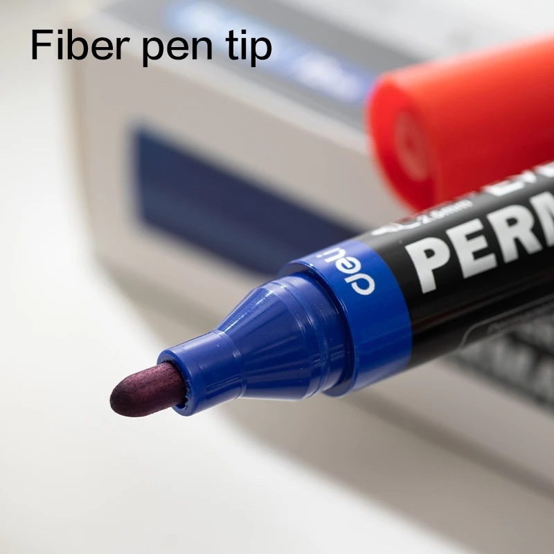 Deli Spidol Permanen / Permanent Marker Warna HITAM BIRU MERAH Terang Cepat Kering EU217 - Gambar 3