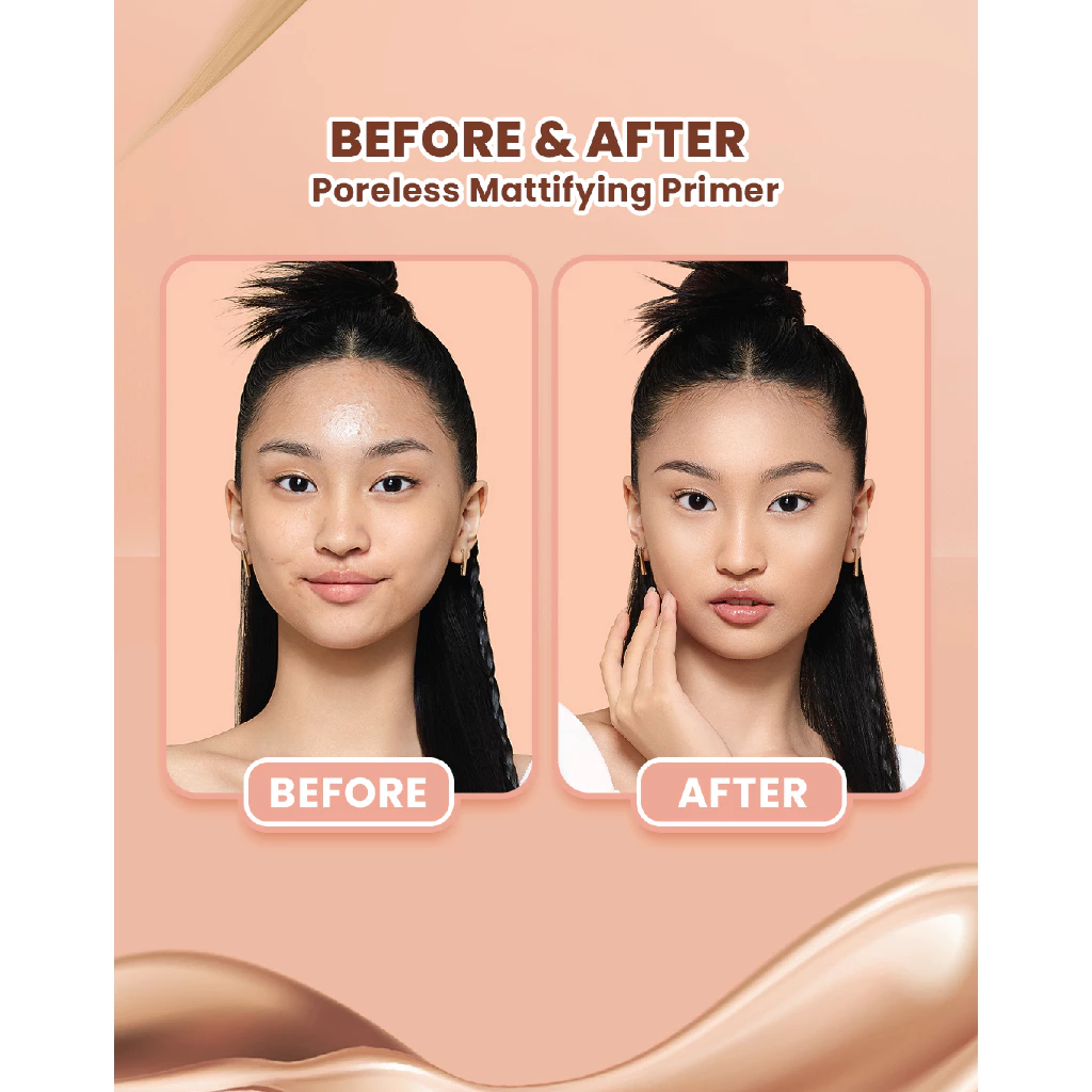 Hanasui Poreless Mattifying Primer - Menyamarkan Pori - Pori Garis Halus Kerutan Mengurangi Noda Hitam Base Make Up Tahan Lama - Gambar 4
