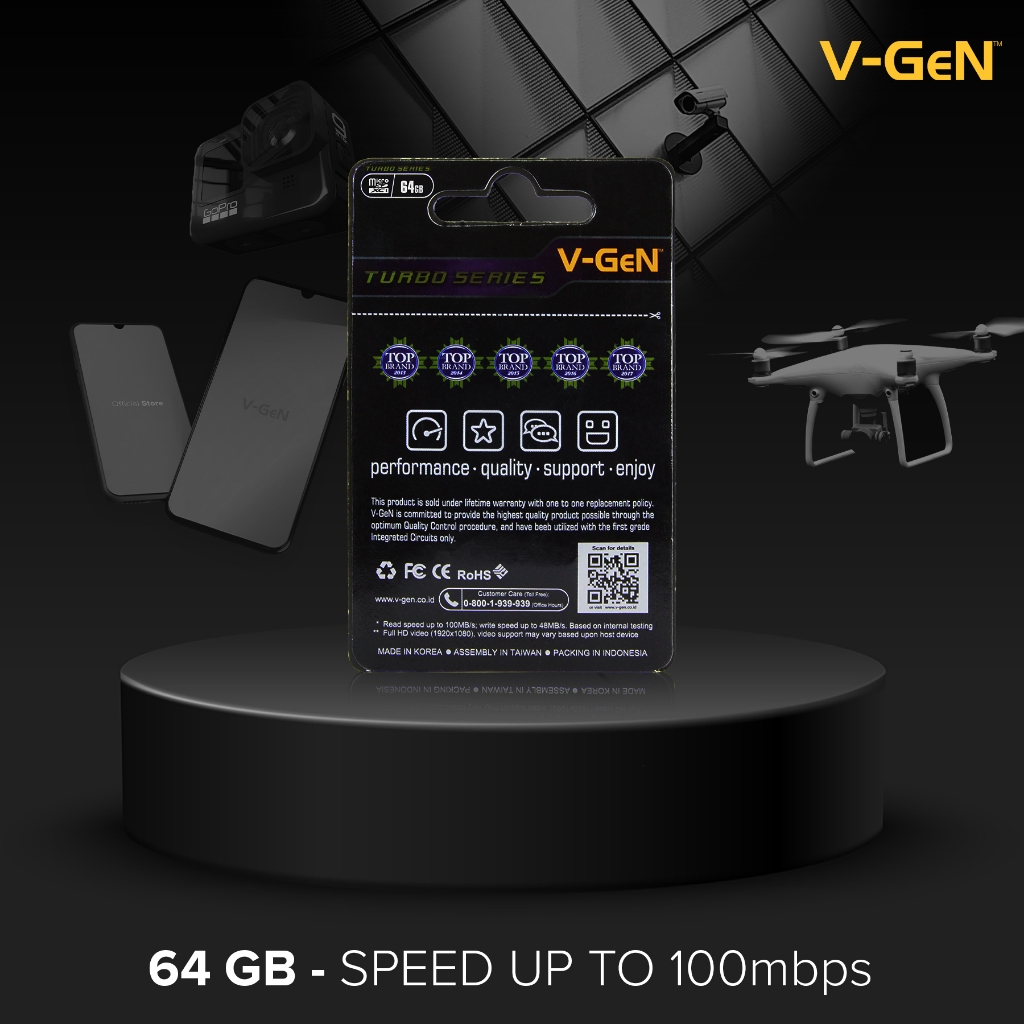 V-GeN MicroSD 64GB Turbo 100MBps Class 10 | Micro SD 64 GB Class10 VGEN Memory Card Original - Gambar 2