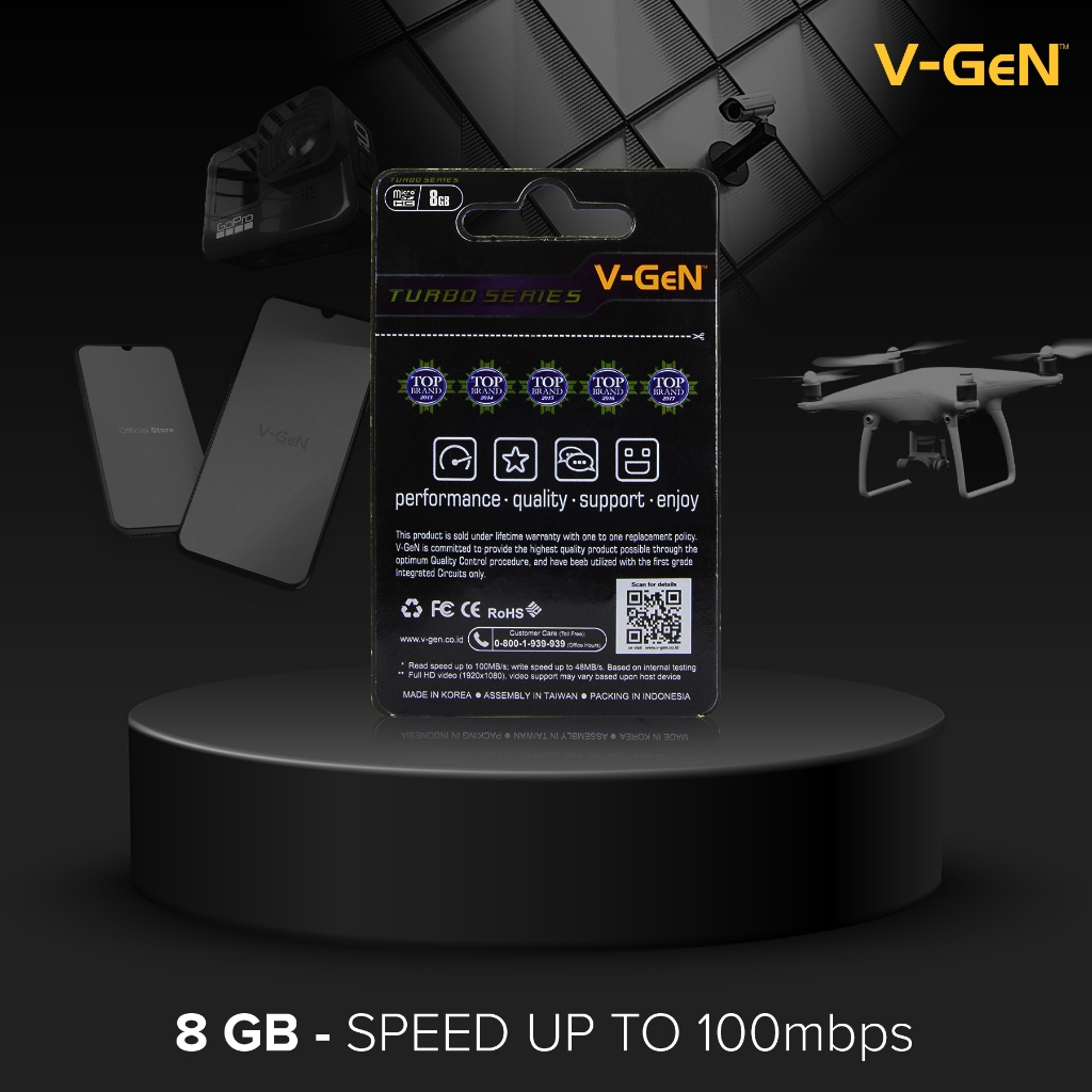 Micro SD Class 10 Turbo 8 GB 100 MB/s V-GeN (Non Adapter) | MicroSD Class10 8GB Vgen - Gambar 2