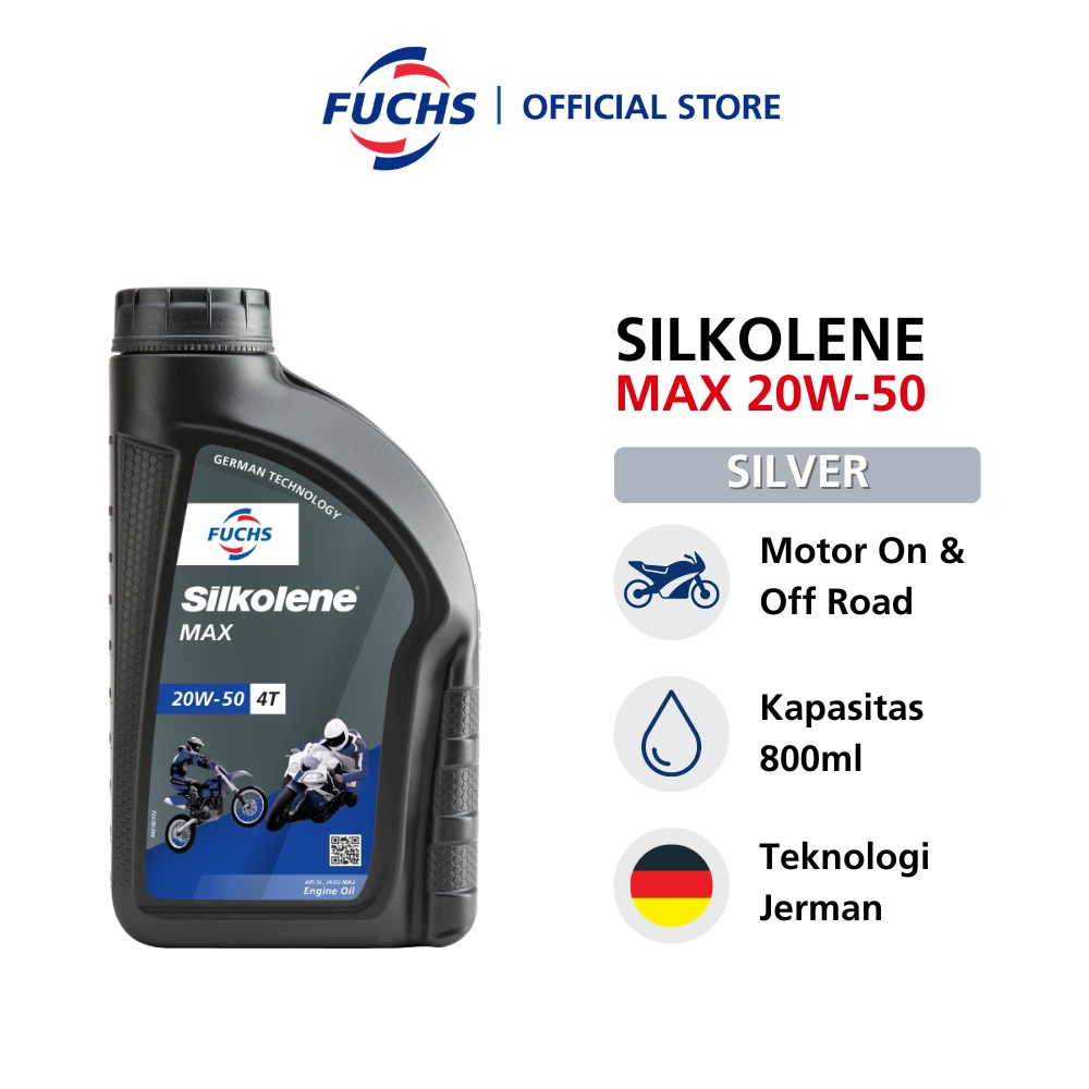 FUCHS SILKOLENE MAX 20W50 4T Motorcycle Engine Oil 800ml Engine Oil Oli Motor Manual