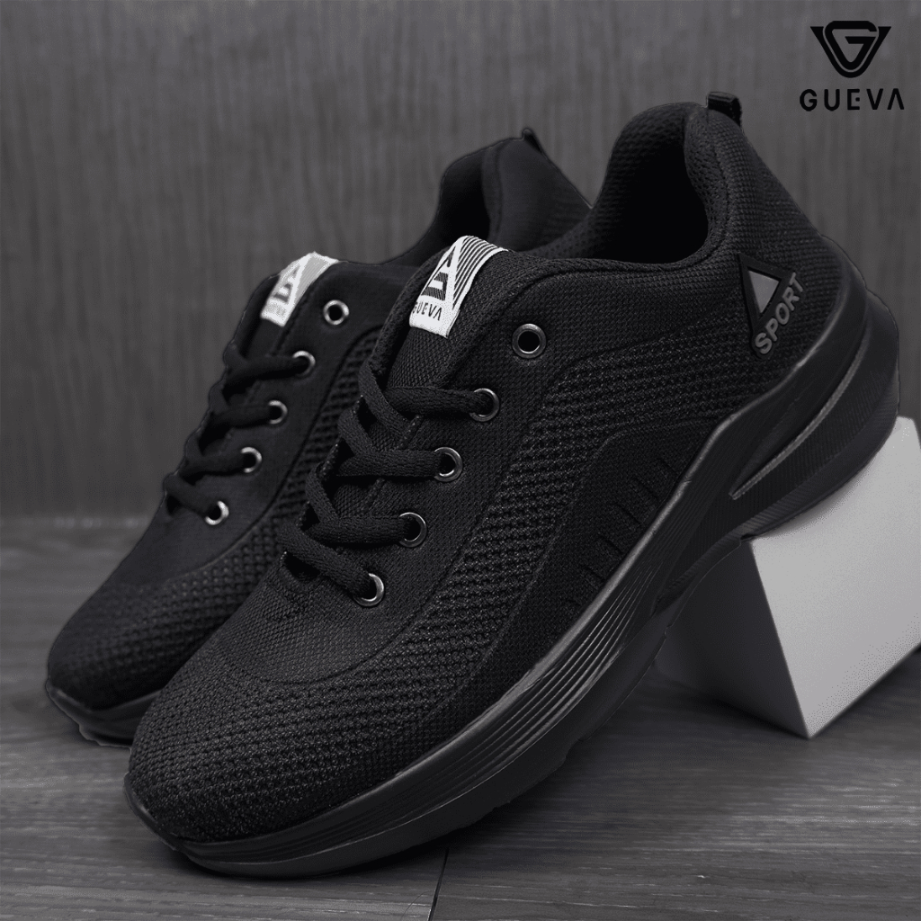 Gueva Sepatu Sekolah Hitam Polos New Sport SD SMP SMA SMK KULIAH Lari Hitam Jogging Running Murah