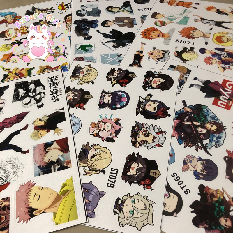 Sticker Contents 12pcs Anime Jujutsu Kaisen One Piece Genshin Impact