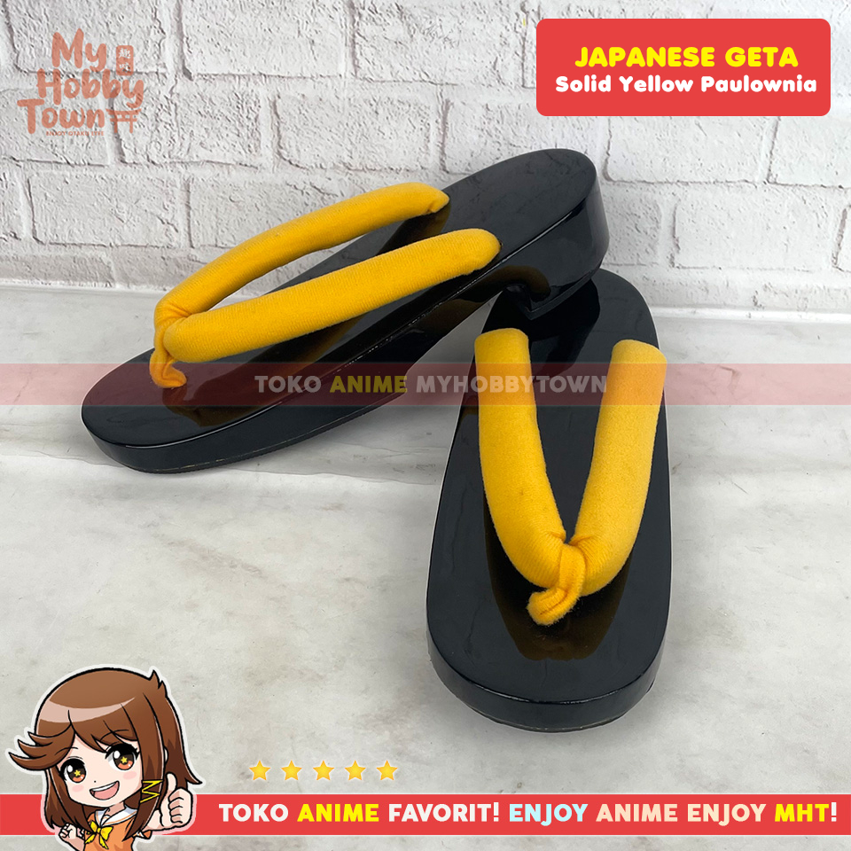 Geta Japanese Clogs Wooden Sandals: Solid Yellow Paulownia Wood Yellow ...