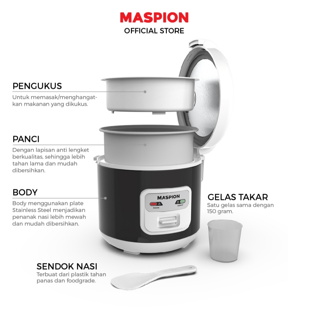 Maspion Rice Cooker Magic Com 1 Liter MRJ-1003 BS - Gambar 4