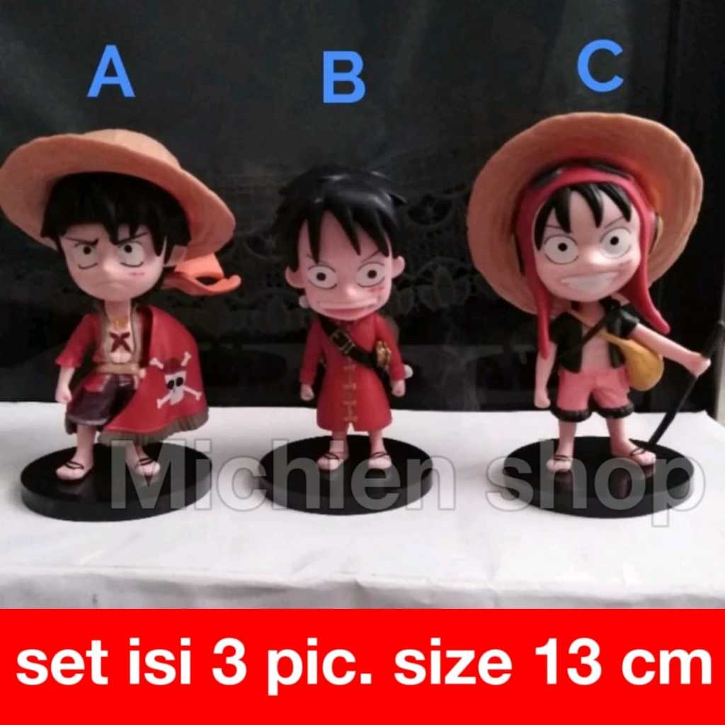 One Piece Luffy Car Dashboard Display Set 3 in 1 Figure Decoration ...