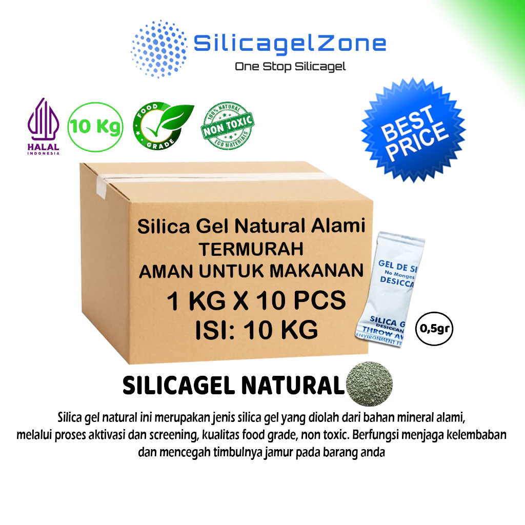SILICA GEL 0,5 gram NATURAL ALAMI 10 KG TERMURAH FOOD GRADE