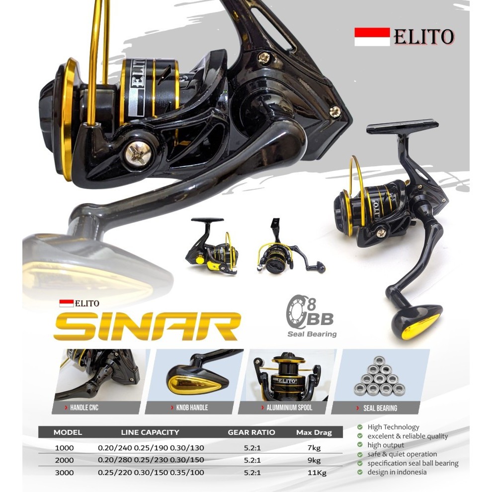 Elito SINAR Fishing Reel / Spinning Fishing Hoist - 8 Ball Bearings ...