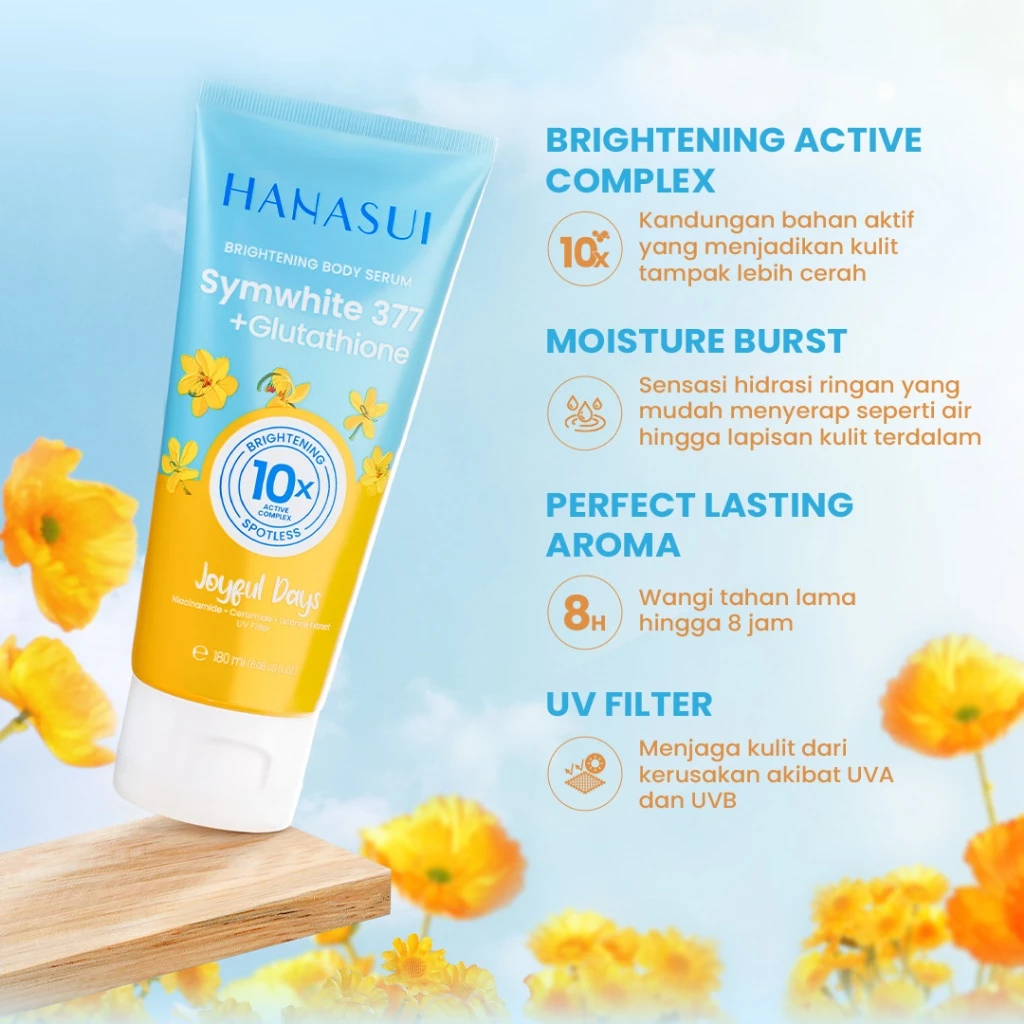 Hanasui Brightening Body Serum - Body Serum With Symwhite377 + Glutathione Mencerahkan & Menghidrasi Kulit - Gambar 4