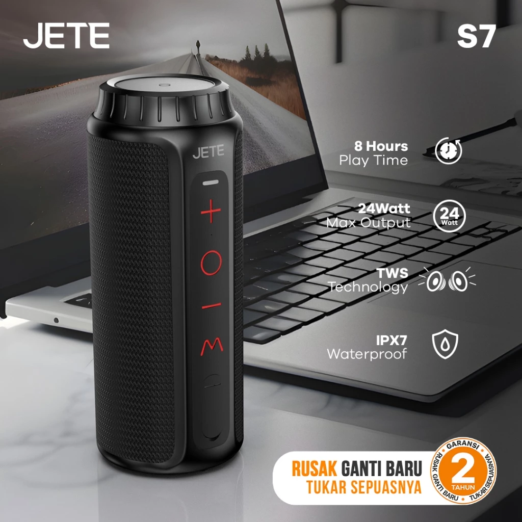 JETE S7 Speaker Bluetooth Portable IPX7 Waterproof - Speaker TWS - Garansi 2 Tahun - Gambar 3